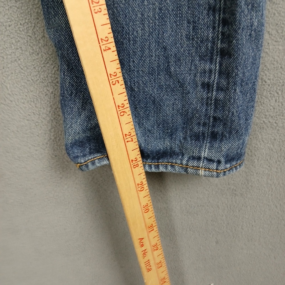 Levi's 501 Original Fit Jeans Womens 29x30 Blue Distressed Mid Rise Straight Leg - Picture 12 of 13